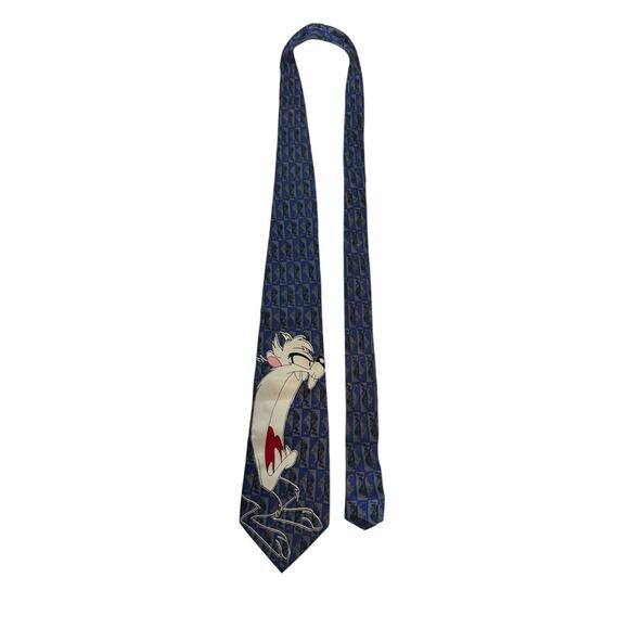 Looney Tunes By Balancine Tasmanian Devil Taz Yelling Blue White Cartoon Necktie - Picture 2 of 7